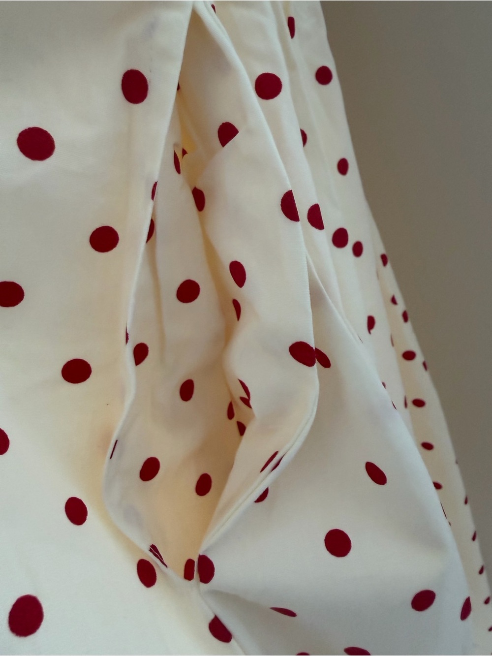 Cream red polka dot cotton spaghetti strap Midi Sundress - Picture 4 of 8